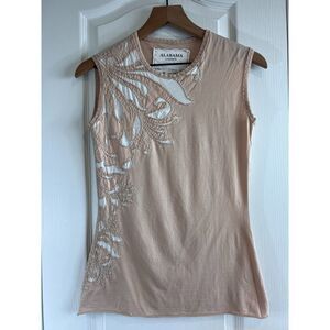 Alabama Chanin Women's Tank Top 100% Organic Cotton Hand Sewn Size S